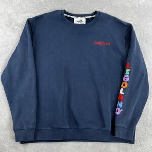 Legoland Branded California Spellout Logo Sweatshirt 2XL Navy Blue Dad Crewneck